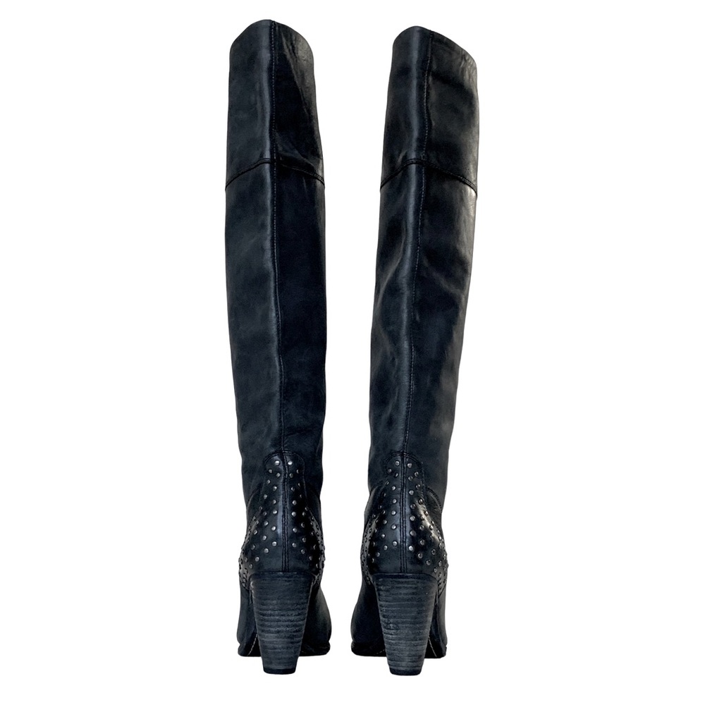 D-Segno Black Leather Studded Knee High Boots • Sz 8 - Picture 2 of 11